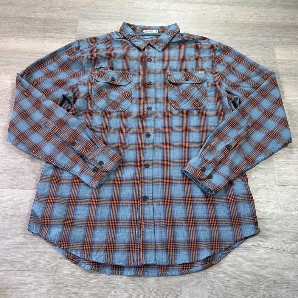 Gramicci Shirt Mens Medium Blue Plaid Long Sleeve Flannel Button Up Casual